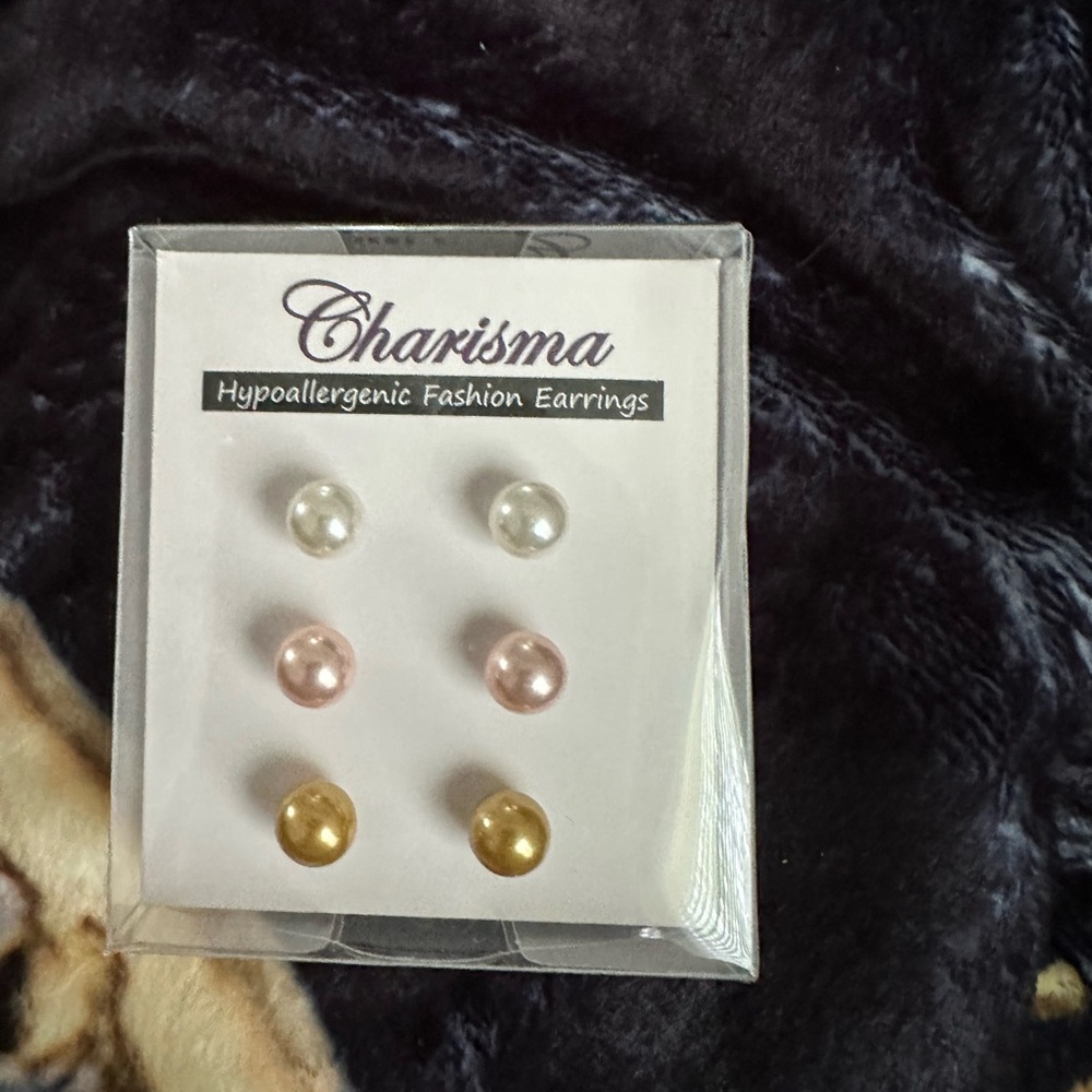 Charisma Gold, Pink, and White Hypoallergenic Fashion Earrings
